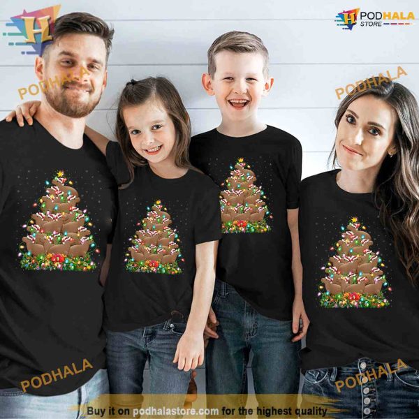 Funny Capybara Lover Matching Santa Capybara Christmas Tree Shirt