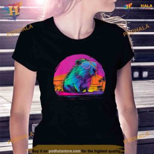 Funny Capybara Vintage Rodent Retro Vaporwave Aesthetic Goth Shirt 3