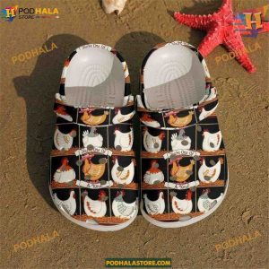 Funny Chickens Pattern Rubber Crocs, Gifts for Chicken Lovers