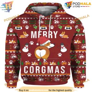 Funny Corgi Dog 3D Funny Christmas Hoodie, Xmas Gifts