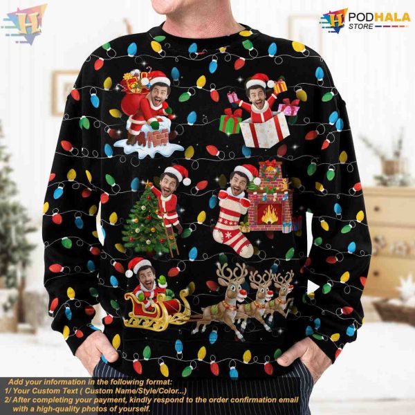 Funny Custom Face Christmas Sweater, Personalized Family Ugly Outfit