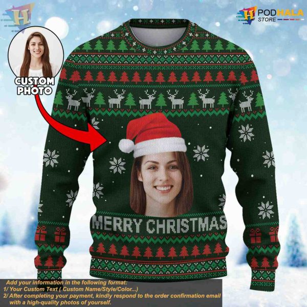 Funny Custom Face Ugly Sweater, Personalized Photo Christmas Gift