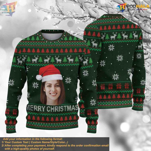 Funny Custom Face Ugly Sweater, Personalized Photo Christmas Gift