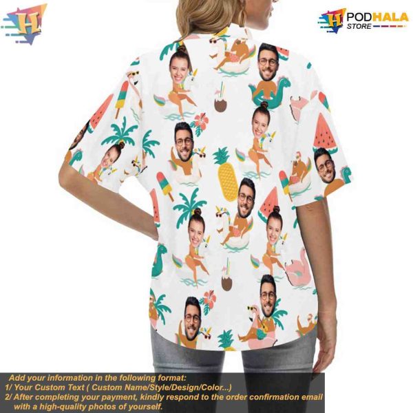 Funny Custom Photo Hawaiian Shirt, Beach Party Matching Personalized Gift