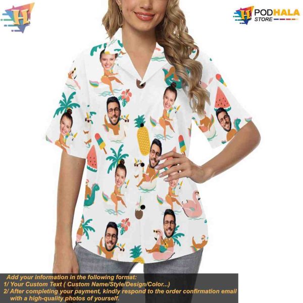 Funny Custom Photo Hawaiian Shirt, Beach Party Matching Personalized Gift