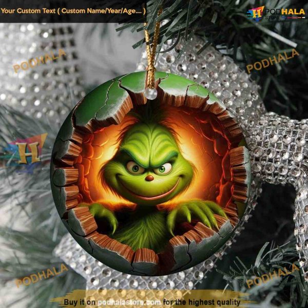 Funny Grinchmas Smile Christmas Ornaments, Christmas 2023 Ornament