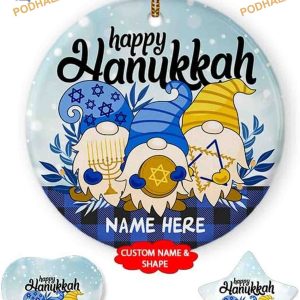 Funny Hanukkah Gnome Ornament 2023, Personalized Christmas Tree Decoration