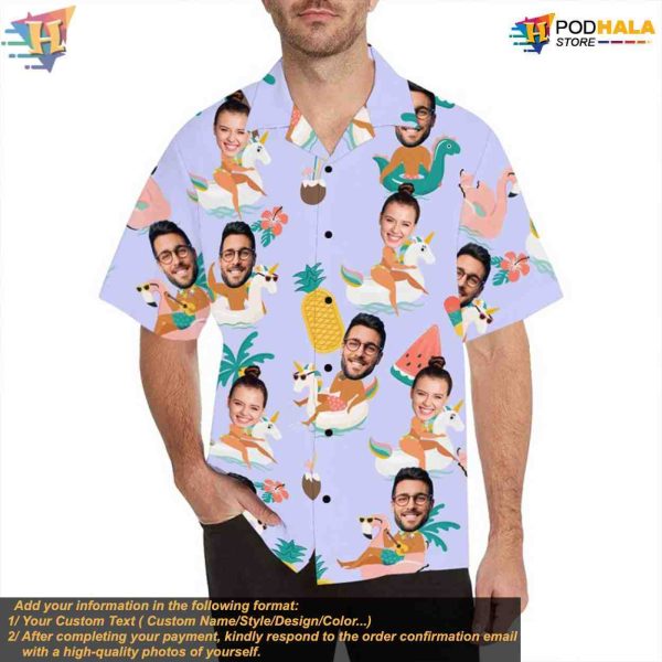 Funny Hawaiian Shirt with Faces, Custom Photo Beach Party, Personalized Shirt