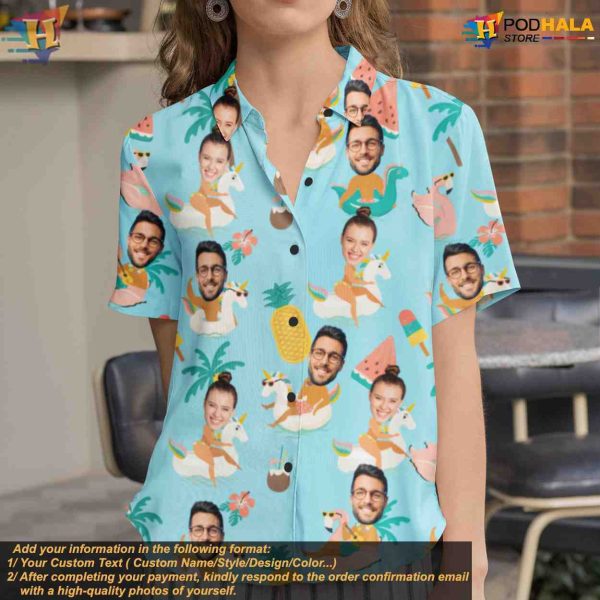 Funny Hawaiian Shirt with Faces, Custom Photo Beach Party, Personalized Shirt