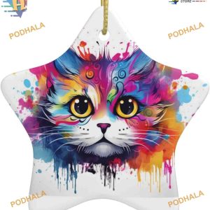 Funny Kitty 2023 Ornament, Doodle Art Gift for Family & Friends