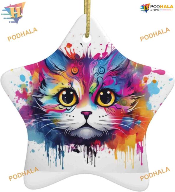 Funny Kitty 2023 Ornament, Doodle Art Gift for Family & Friends