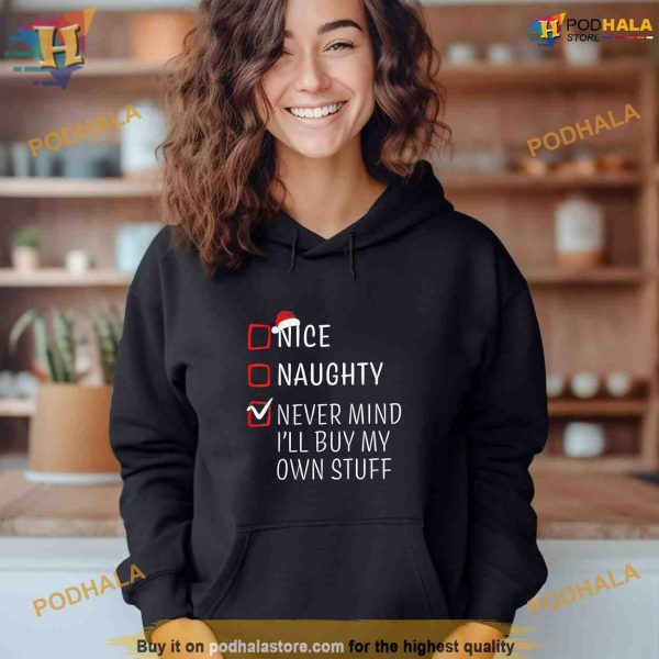 Funny Naughty Nice Christmas Family Pajama Men Women Kids Shirt Hoodie