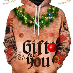 Funny Santa Bod Xmas 3D Hoodie, Creative Christmas Gifts