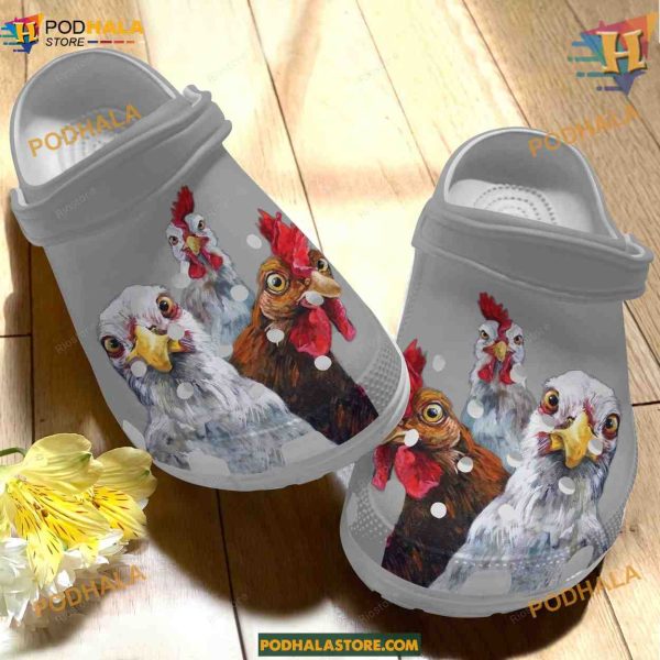 Funny Trio Chicken Croc Shoes, Perfect Birthday Gifts