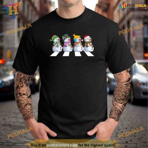 Funny snowman Crossing Road Crosswalk snowmies Christmas kid Shirt Hoodie 2