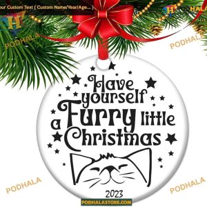 Furry Christmas 2023, Humorous Cat Lover Personalized Ornament