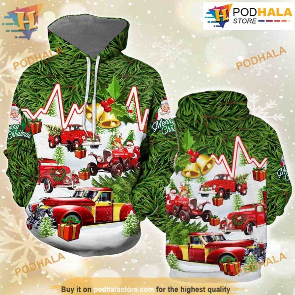 Get A Tree With Santa On 3D Funny Christmas Hoodie, Xmas Gifts