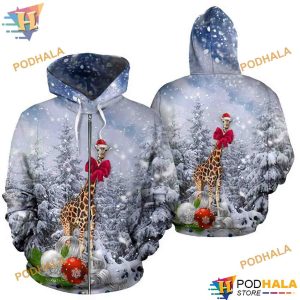 Giraffe Snow Funny Christmas Hoodie, Xmas Gifts