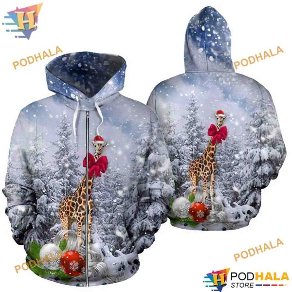Giraffe Snow Funny Christmas Hoodie, Xmas Gifts