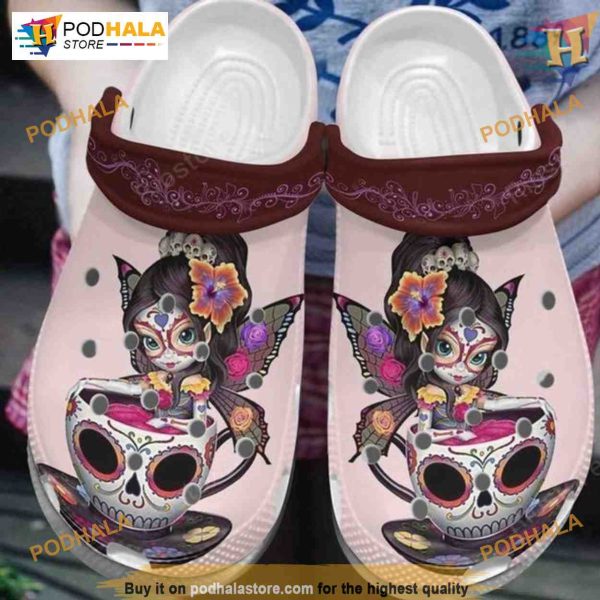 Girl In Skull Cup Butterfly Girl Shoes Crocs, Funny Christmas Gift Ideas