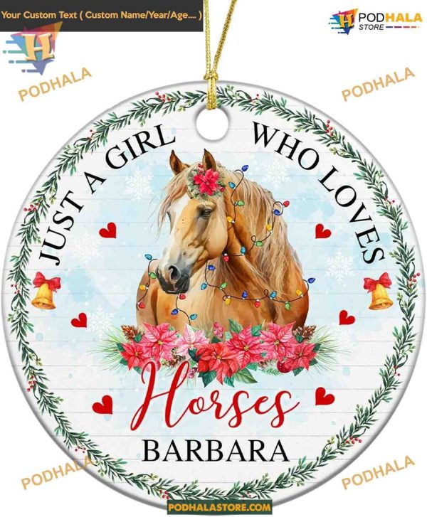 Girl Loves Horses Personalized 2023 Ornament, Custom Horse Lover Gift