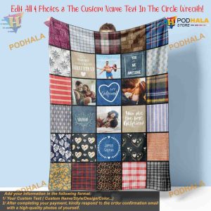 Girlfriend's Personalized Photo Blanket, Custom Gift for Birthday or Anniversary
