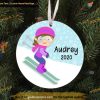 Girl's Downhill Skiing Personalized Ornament, Fun Family Christmas Gift