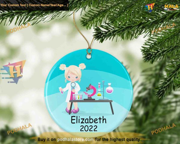Girls Science 2023 Ornament Keepsake, Personalized Family Ornaments