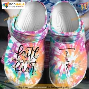 God Faith Over Fear Tie Dye Crocs, Funny Xmas Gifts