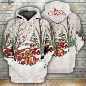 Golden Dachshund Xmas 3D Hoodie, A Heartwarming Christmas Gift