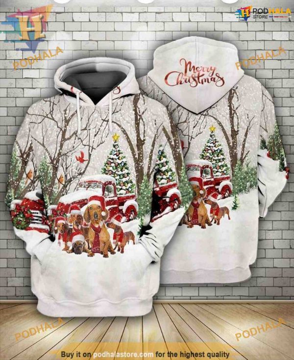 Golden Dachshund Xmas 3D Hoodie, A Heartwarming Christmas Gift