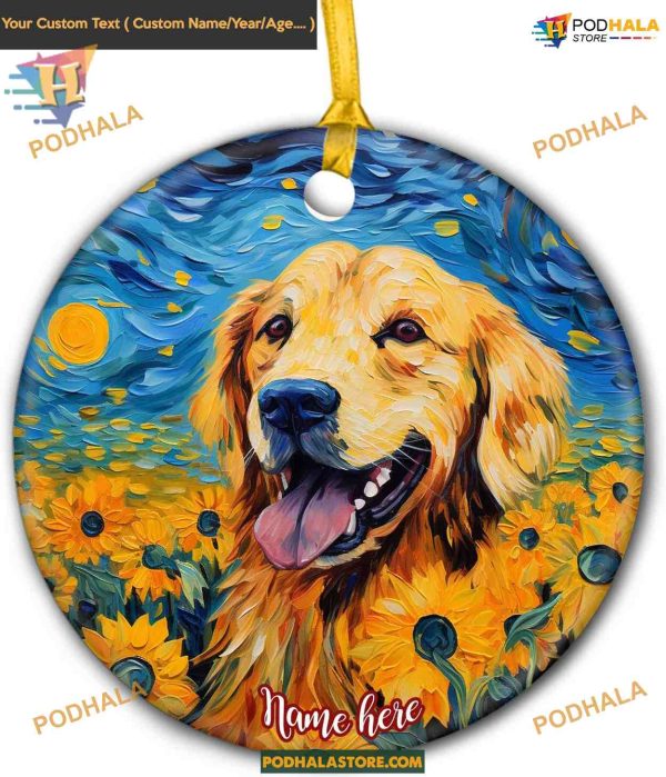 Golden Retriever Dog Christmas Ornament, Personalized Family Ornament, Custom 2023