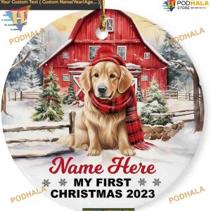 Golden Retriever First Christmas 2023, Personalized Pet Lover Ornament