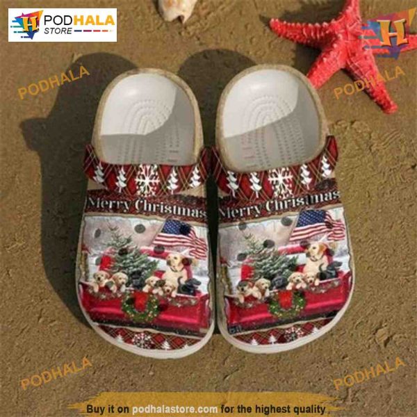 Golden Retriever Merry Christmas Classic Clogs Crocs, Creative Christmas Gifts