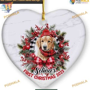 Golden Retriever's First Christmas 2023, Personalized Dog Ornament