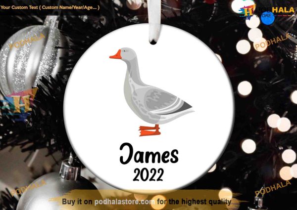 Goose Santa Christmas Ornament, Personalized Goose Holiday Decor