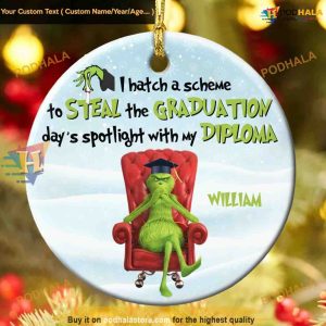 Graduate Grinchmas Ornament, Personalized Graduation Xmas Gifts