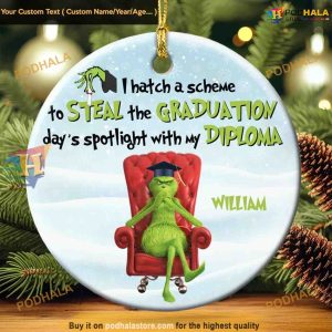 Graduate Grinchmas Ornament Personalized Graduation Xmas Gifts 2