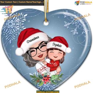 Grandma Granddaughter Christmas Ornament, Personalized Family Christmas Ornaments