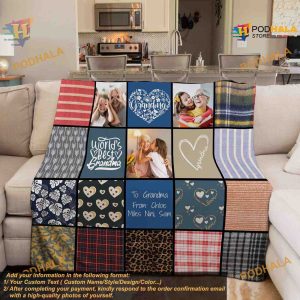 Grandmas Custom Fleece Quilt Gift Personalized Photo Blanket for Mimi 2