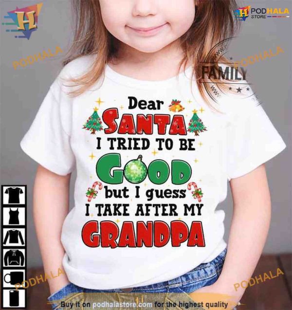 Grandpa-Inspired Santa Claus Christmas Shirt, Matching Family Christmas Shirt