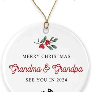 Grandparents Announcement 2023 Ornament, Personalized Pregnancy Reveal