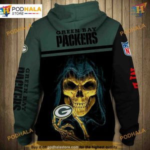 Green Bay Packers Skull NFL Hoodie 3D Pullover Sweatshirt for Enthusiasts 2