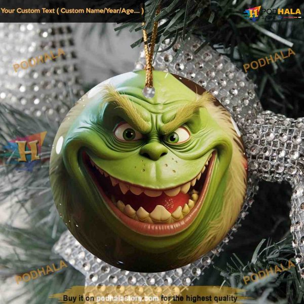 Green Grinchmas 2023 Decor, Vibrant Grinch Christmas Ornaments