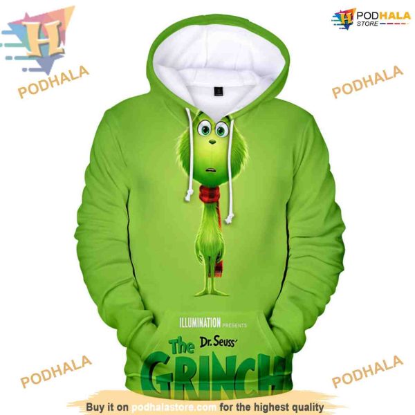 Green Monster 3D Print Hoodie, Grinch Style Christmas, Creative Christmas Gifts