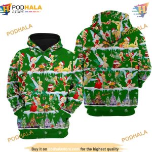 Green Tinker Bell Christmas 3D Hoodie, Disney Trending Gifts