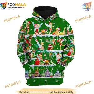 Green Tinker Bell Christmas 3D Hoodie Disney Trending Gifts 2