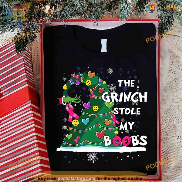 Grinch Breast Cancer Awareness Shirt, Family Christmas Shirt Ideas