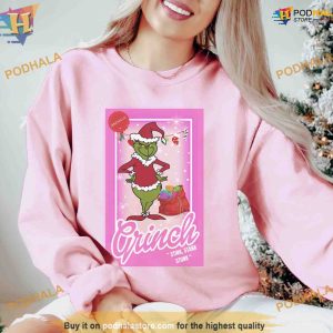 Grinch Doll Pink Christmas Sweatshirt, Best Family Christmas Gifts
