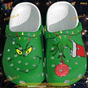 Grinch Face Christmas Crocs Classic Clogs, Funny Xmas Gifts Shoes